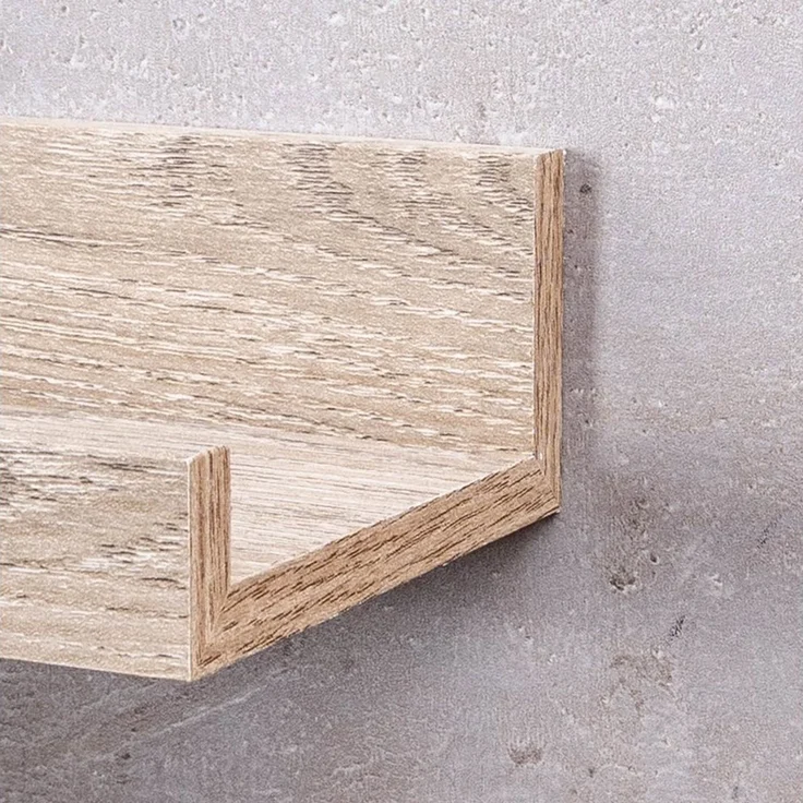 Levandeo® Bilderleiste, Bilderleiste Eiche Gekälkt L40cm MDF Holz Wandregal Schmal Wanddeko – Bild 2