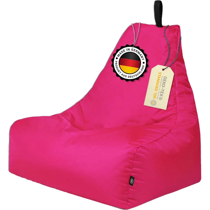 PATCH HOME Lounge Sessel Sitzsack– XL – Pink, bequemer Sitzsack aus Luxus-Polyester-Gewebe, bereits befüllt