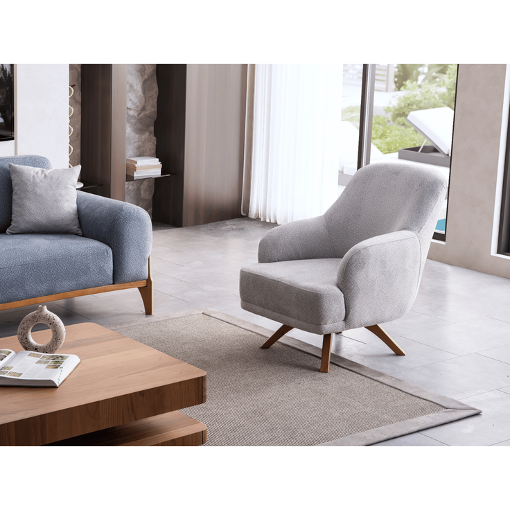 Sitzgruppe/Sofa Set - Wohnzimmergarnitur "Bluebell" 3+3+1+1-Hellblau/Grau – Bild 9