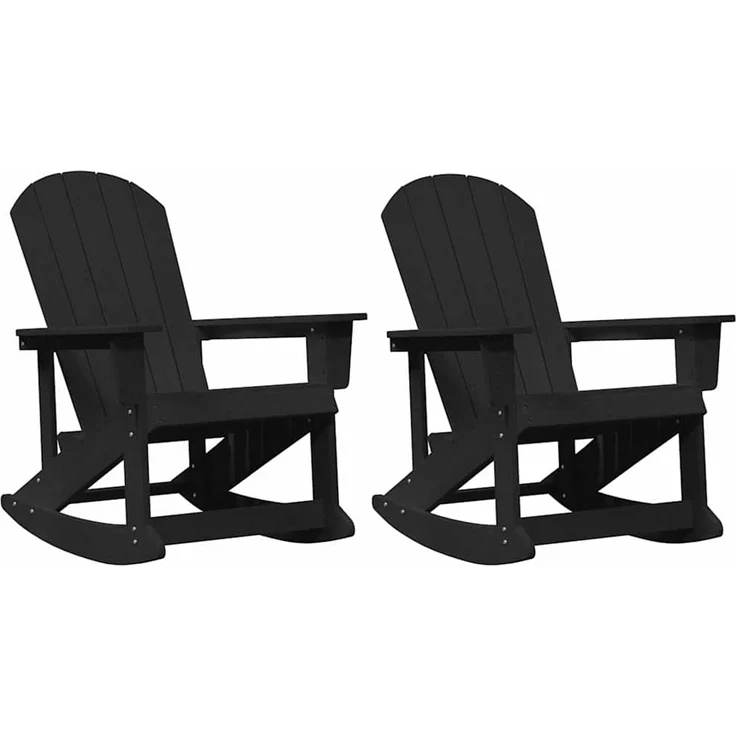vidaXL Adirondack Schaukelstühle 2 Stk. Schwarz HDPE 3335836 – Bild 2