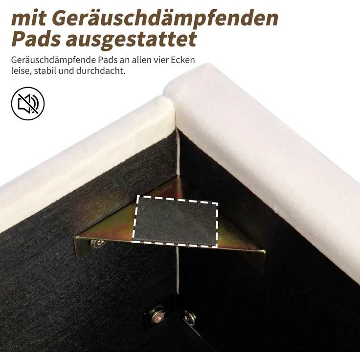 CHICFURN Polsterbett aus Bouclé Beige 90x200 cm mit hydraulischem Stauraum – Bild 6