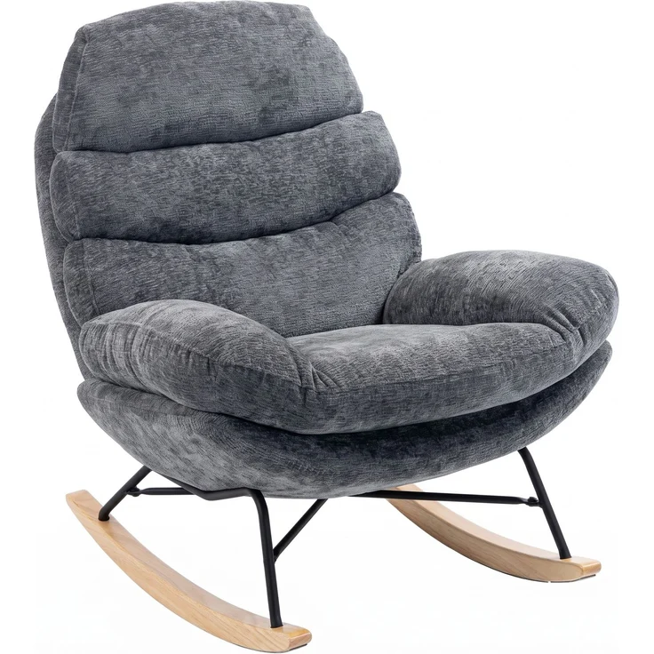 HOMCOM Schaukelstuhl, Polyester, Schaumstoff, Dunkelgrau, 80 x 103 x 91 cm – Bild 1
