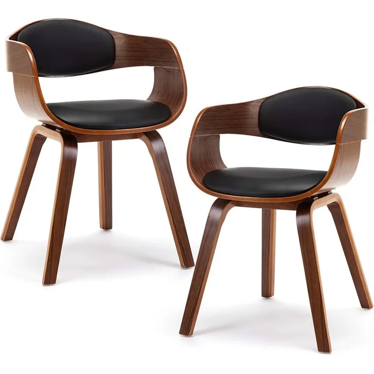 Mingone 2er Set Esszimmerstühle Küchenstühle Designer Stühle mit Leinen Sessel Gepolsterte mit Armlehnen für Wohnzimmer,Schwarz
