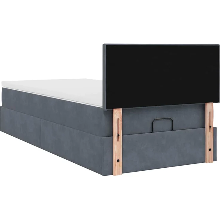 vidaXL Ottoman-Bett mit Matratze & LEDs Dunkelgrau 100x200 cm Samt 3312531 – Bild 9