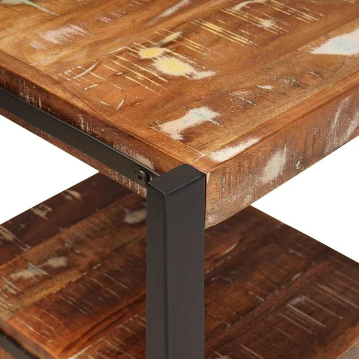 vidaXL Ankleidehaken mit Regal Mehrfarbig Massives upgecyceltes Holz 4015986 – Bild 7
