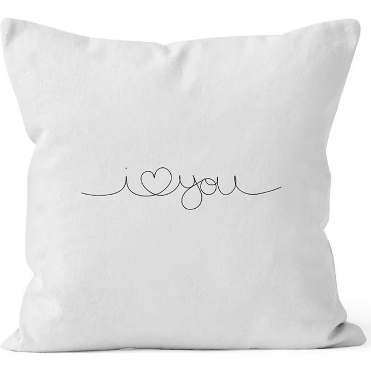 MoonWorks Dekokissen Kissen-Bezug I Love You Liebe Valentinstag Geschenk Kissen-Hülle Deko-Kissen Baumwolle MoonWorks® – Bild 3