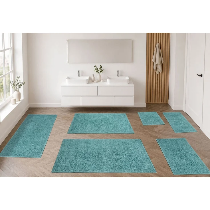 OTTO home Badematte Xennia, Badvorleger, Badezimmer Teppich, Duschvorleger, Höhe 28 mm, rutschhemmend beschichtet, schnell trocknend, Baumwolle, rechteckig, Badteppich, Uni Farben, vielseitig kombinierbar – Bild 3