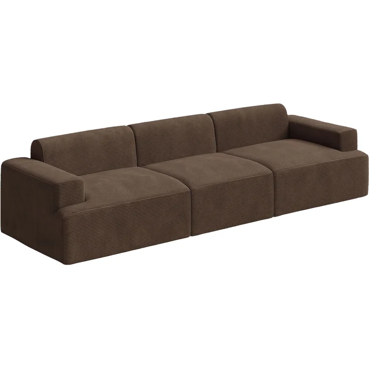 skølm 'Freki' Cloud Sofa 3 Sitzer, Vollschaumcouch mit Federkern und Vakuum-Kompression, kein Aufbau erforderlich, mit 3 Kissen, Cord dunkelbraun