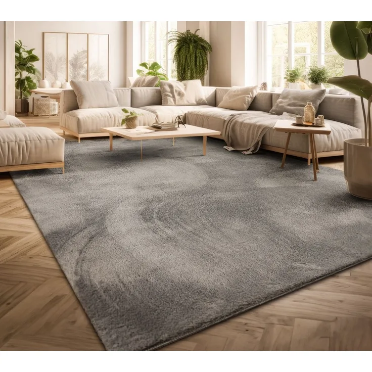 TT Home Teppich, Rechteckig, Höhe: 14 mm, Wohnzimmer Kurzflor Einfarbig Modernes Design Waschbar