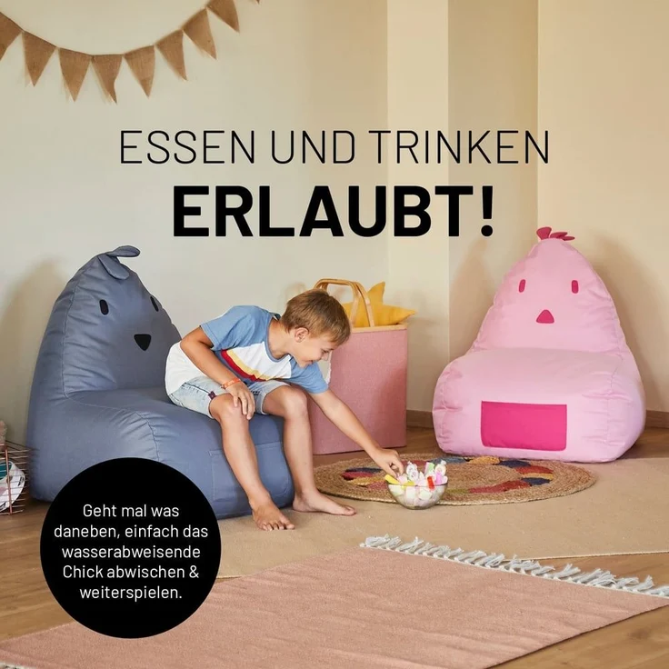 LUMALAND 'Animal Line Chicken' Kindersitzsack, indoor & outdoor, Polyester grün, 200 l – Bild 3