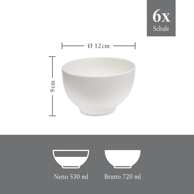 vivo | Villeroy & Boch Group Basic White Müslischale ø 12 cm 6er Set – Bild 3