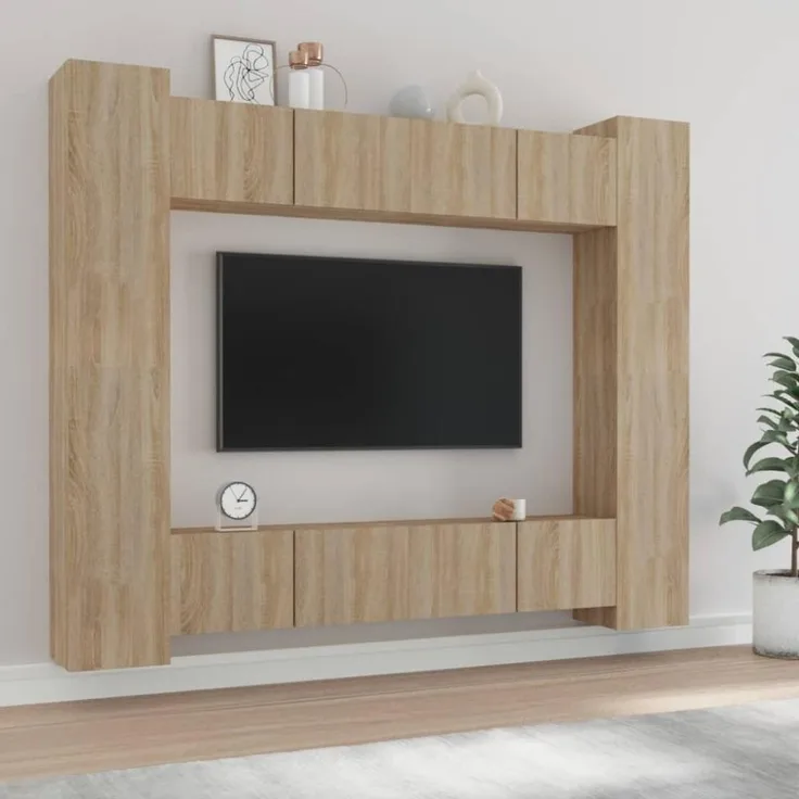 8-tlg. TV-Schrank-Set Sonoma-Eiche Holzwerkstoff [3114232]