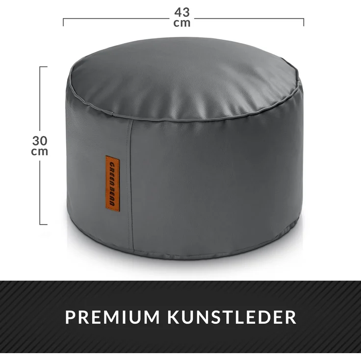 Green Bean® Sitzhocker aus Kunstleder - Pouf mit EPS Perlen Füllung - 43 x 30 cm - perfekte Ergänzung zum Sitzsack - Grau – Bild 4