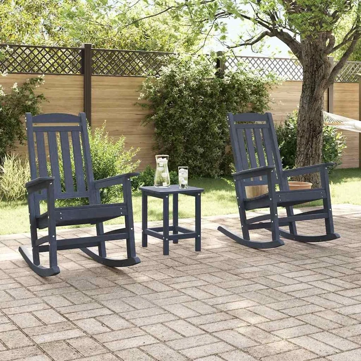 vidaXL Schaukelstuhl 3 pcs Marineblau Polyethylen 3335815 – Bild 3