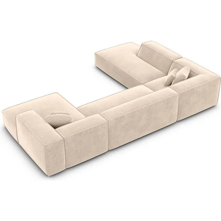 Polster Wohnlandschaft Liranda U-Form Lounge - Samtstoff - Creme - Rechts – Bild 4