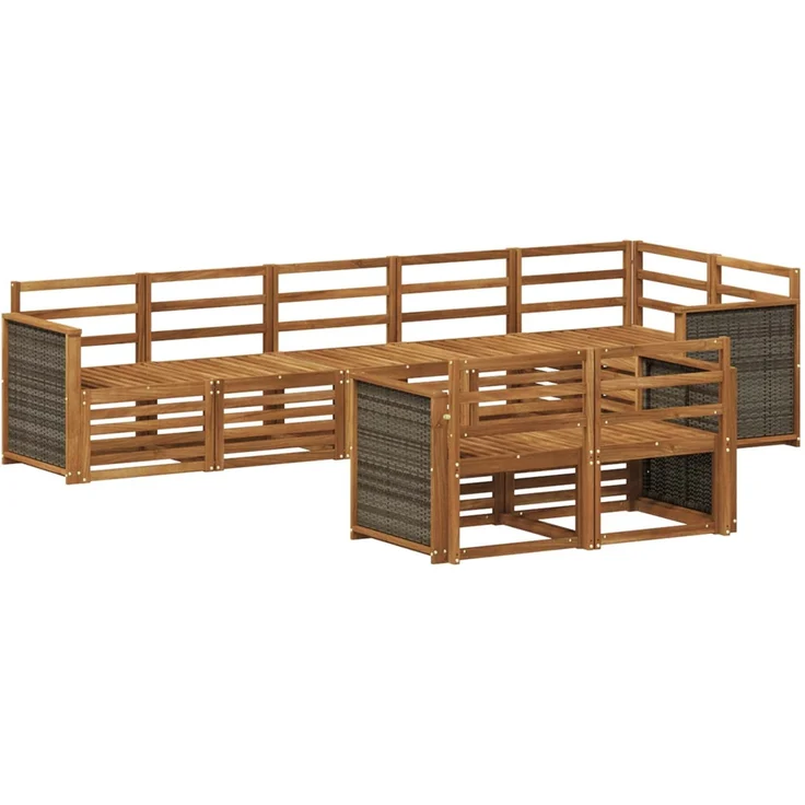 vidaXL Outdoor-Sofagarnitur 7 stk. 8-Sitzer Natur Massivholz Akazie 3384495 – Bild 2