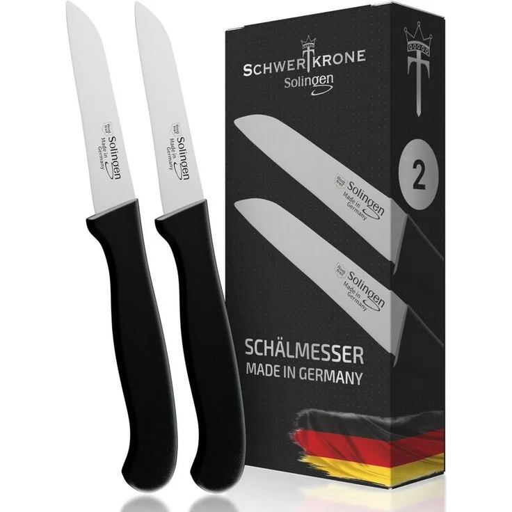 Schwertkrone Kochmesser Messer Solingen Küchenmesser Schälmesser 2er Gemüsemesser, Premium Quality Allzweckmesser Germany rostfrei Dünnschliff
