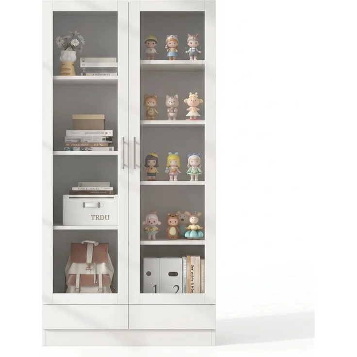 ZUBALIYA Aktenschränke, 80×40×160 cm, Hochschrank & Aufbewahrungsschrank mit 2 Schubladen, Weiß – Bild 8