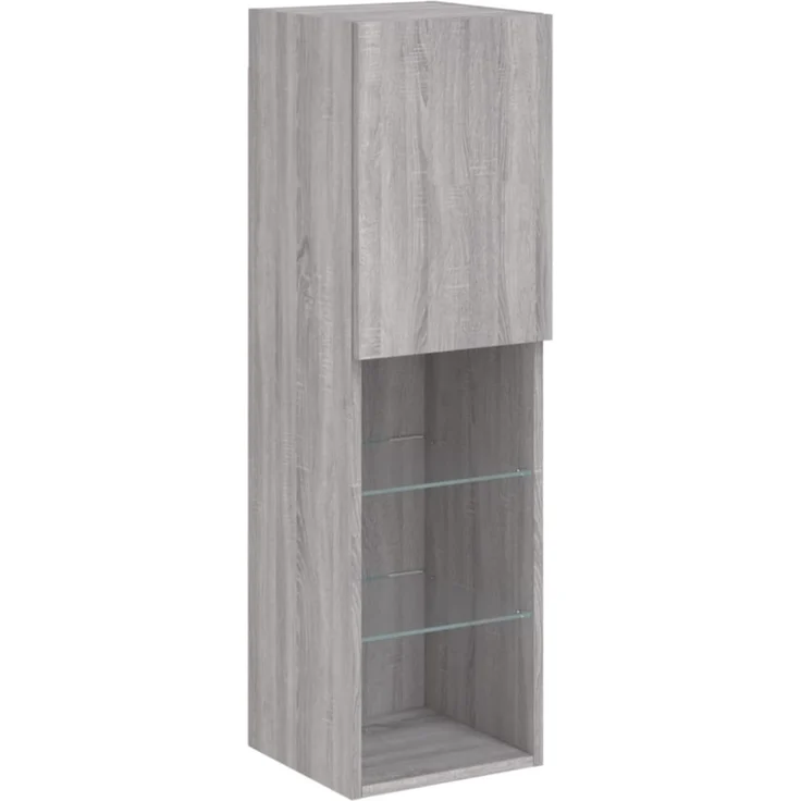 vidaXL 4-tlg. Wohnwand mit LED-Beleuchtung Grau Sonoma Holzwerkstoff 3216659 – Bild 10