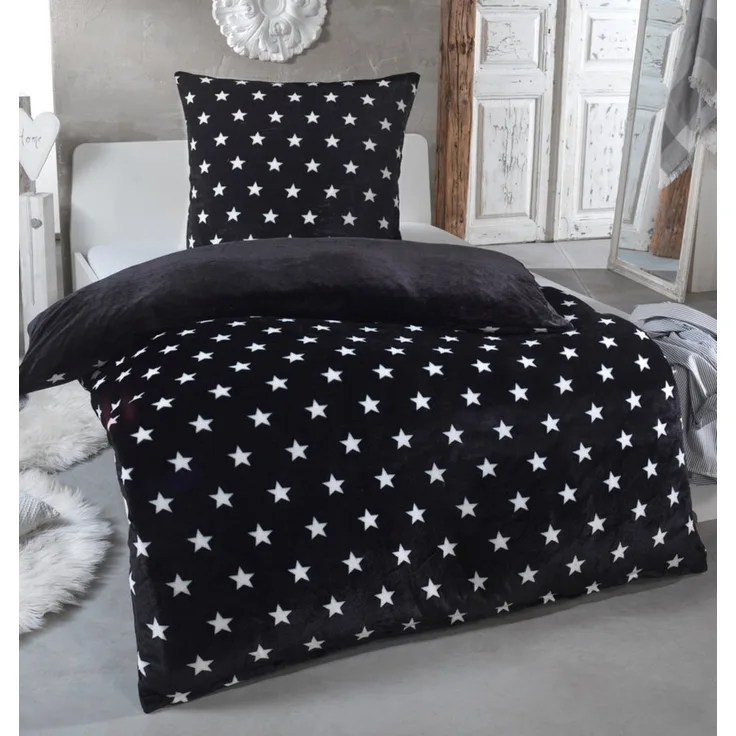 Malika Wendebettwäsche 135x200 + 80x80 cm Cashmere Touch Sterne Bettwäsche, atmungsaktiv, Mikrofaser, 2 teilig, Für Allergiker geeignet, pflegeleicht, angenehm weicher Stoff