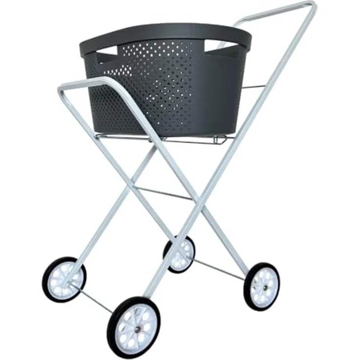 abc HOME Wäschekorb Wäschekorbwagen, Ablagefläche, Klappbar, Weiß, Metall, 92 cm H – Bild 2