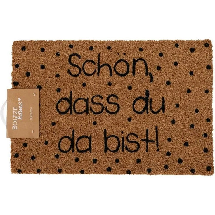 BOLTZE Fußmatte Fußmatte SCHÖN, DASS DU DA BIST natur schwarz mit Punkten aus Kokos PV – Bild 1