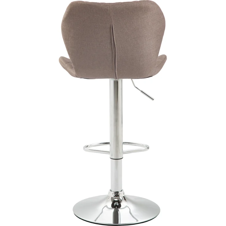 2er Set Barhocker DIBEL - Stoff Taupe 47x51x88 cm Silber | Barstuhl Höhenverstellbar Mit Lehne Drehbar Tresenhocker Tresenstuhl Kneipenhocker – Bild 5