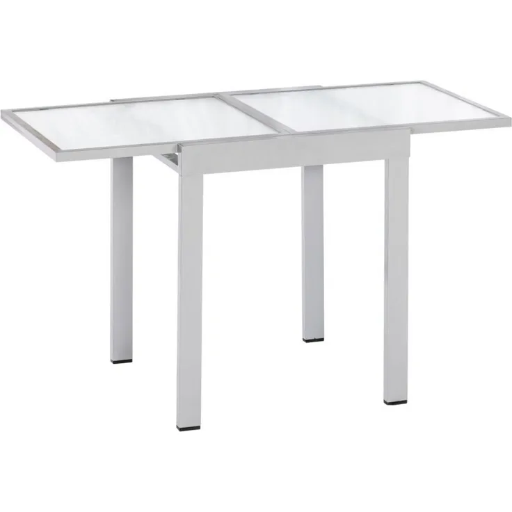 Balkonausziehtisch, 65 (130) x 65 cm, silber/matt