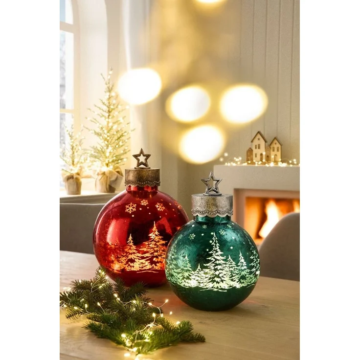 formano LED Kugelleuchte Winterwald, LED, Mit Timerfunktion, Grün, Winterwald, H: 30cm – Bild 3