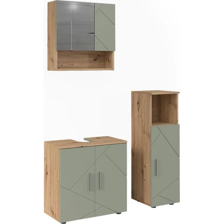 Badmöbel-Set Irma Salbeigrün 3-teilig Vicco – Bild 1