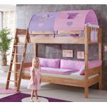 Relita 'Stefan' Etagenbett natur inkl. Matratzen und Stoffset 2-er Tunnel und Tasche 'Lila/Rosa'