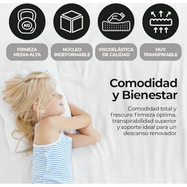 Somnia - Sena Reversible Memory-Foam-Matratze 120x200 (Winterseite-Sommerseite), Festigkeit-mittlere Härte, Dicke 20 cm, milbenhemmend, antibakteriell und hypoallergen – Bild 9