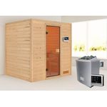 Karibu Sauna Adelina ohne Dachkranz + 9kW Saunaofen mit ext. Steuerung Easy