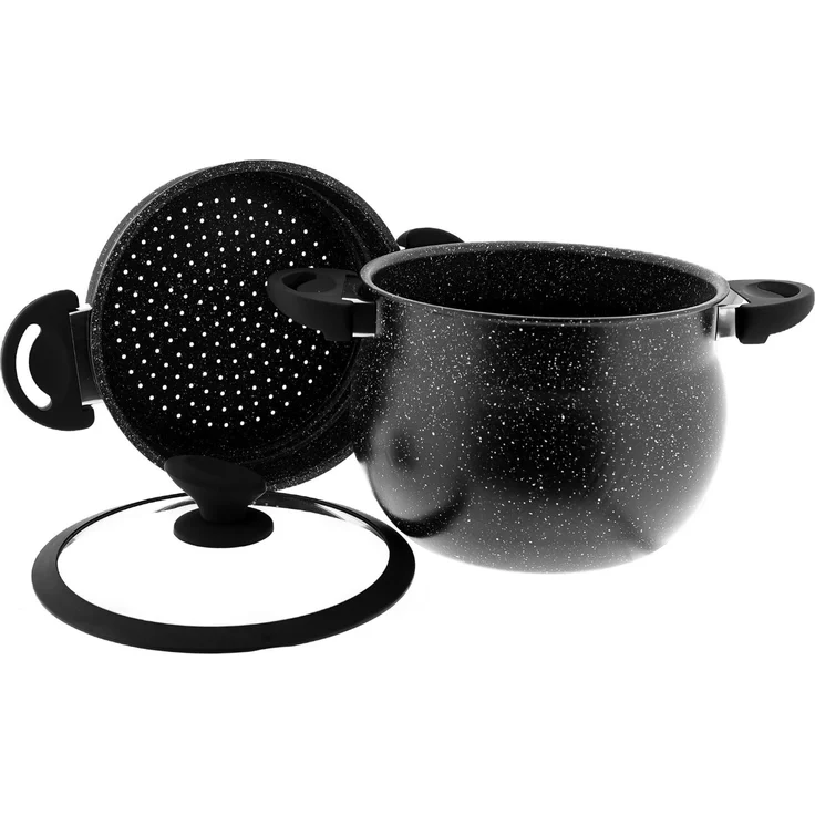 3 in 1 Kochtopf, Marmorbeschichteter Dampfgarer, Couscoussier, 8 Liter – Bild 3
