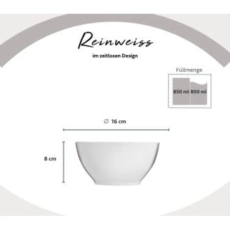 Sänger Suppenschalen Sunfort, Weiß, Keramik, kratzfest, Ø 16 cm, Füllmenge 800 ml, Set mit 6 Schalen – Bild 3