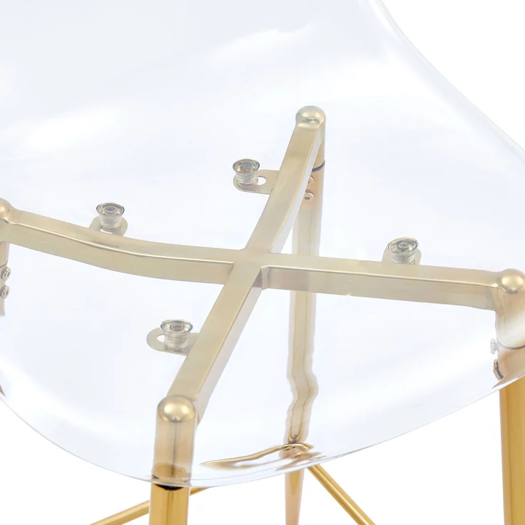 Transparentes Barhocker-Set, 4er-Pack, mit Metallgestell in Silber/Gold/Schwarz, Moderne Design-Stühle für Küche, Bar oder Esszimmer (Nur Stühle, ohne Tisch)--Gold--102x45x51cm--YOUDENOVA – Bild 9