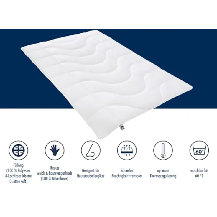 Badenia Bettcomfort Irisette Micro Thermo Sommerdecke Steppbett aus weicher und atmungsaktiver Microfaser für den Sommer, 155x220 cm – Bild 7