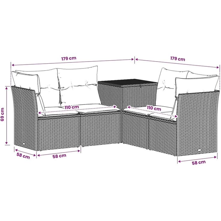 vidaXL Sofa Set 5 stk. Braun und Rot 179 x 179 x 85 cm 3447835 – Bild 9