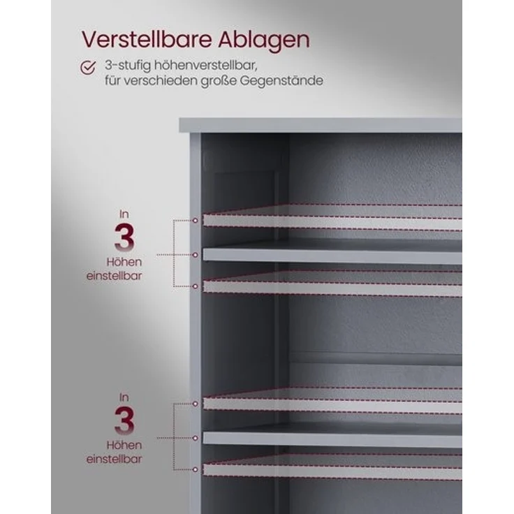 Vasagle Waschbeckenunterschrank höhenverstellbare Ablagen, 90 x 30 x 60 cm, Taubengrau – Bild 4