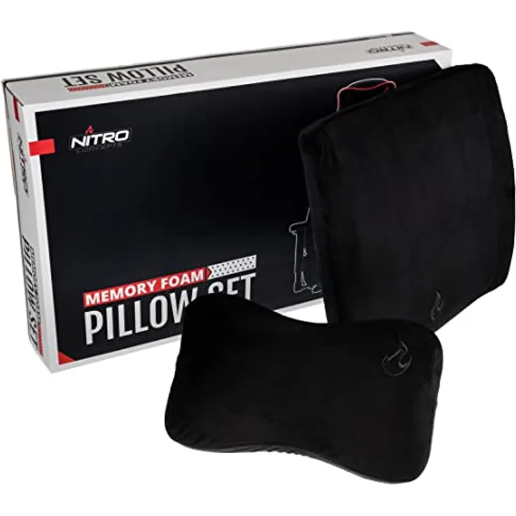 Nitro Concepts NC-PST-MF-001, Kompatibles Kissen-Set aus Memory-Schaum, Schwarz/Schwarz