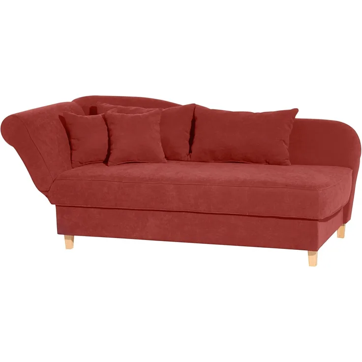 Recamiere mit Armteil links klappbar Katia Bezug Veloursstoff Buche natur / terracotta 22693