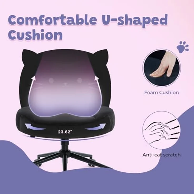 Intimate WM Heart Bürostuhl ohne Armlehne, Ergonomischer Drehstuhl mit Rollen, Höhenverstellbarer Schreibtischstuhl mit Mittlerer Rückenlehne – Bild 6
