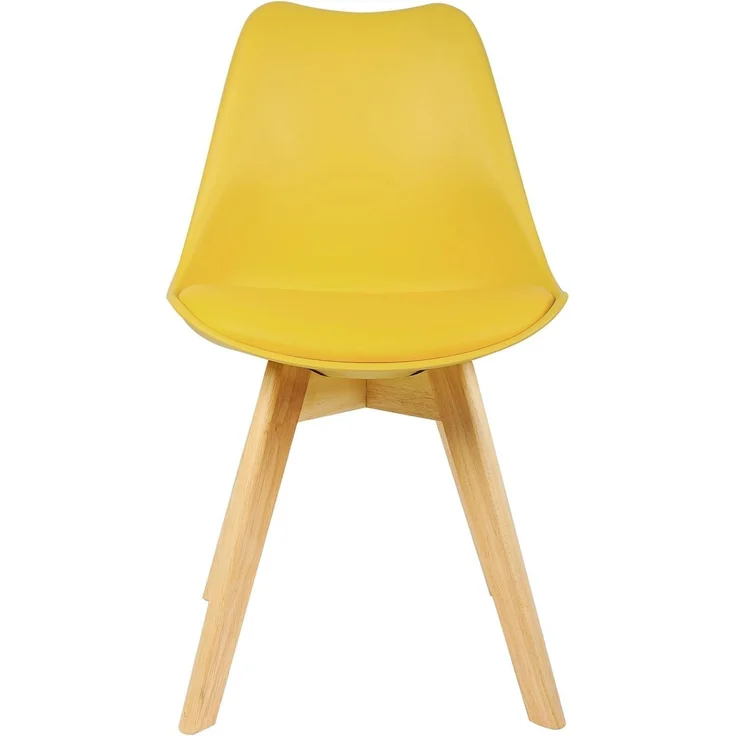 WOLTU Esszimmerstühle 8er Set, Skandinavische Küchenstühle, Wohnzimmerstuhl, Retro Design, Sitzfläche aus Kunstleder, Polsterstuhl Lehnstuhl,Massivholz Beine, Gelb EZS69gb-8 – Bild 5