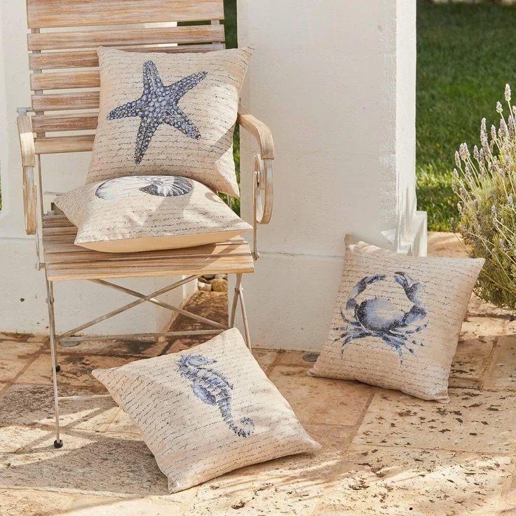 Mirabeau Kissenhülle Kissenhülle 4er Set Sealand beige/blau, (4 Stück) – Bild 3