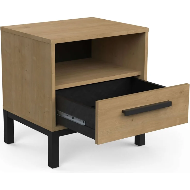Calicosy 'CRAFT' Nachttisch mit 1 Schublade und 1 Nische, Eichedekor Craft - L44,6 cm - Helles Holz – Bild 4