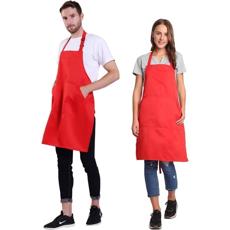 Schürze verstellbar Tasche Bänder Damen Herren Küche XL Rot – Bild 2