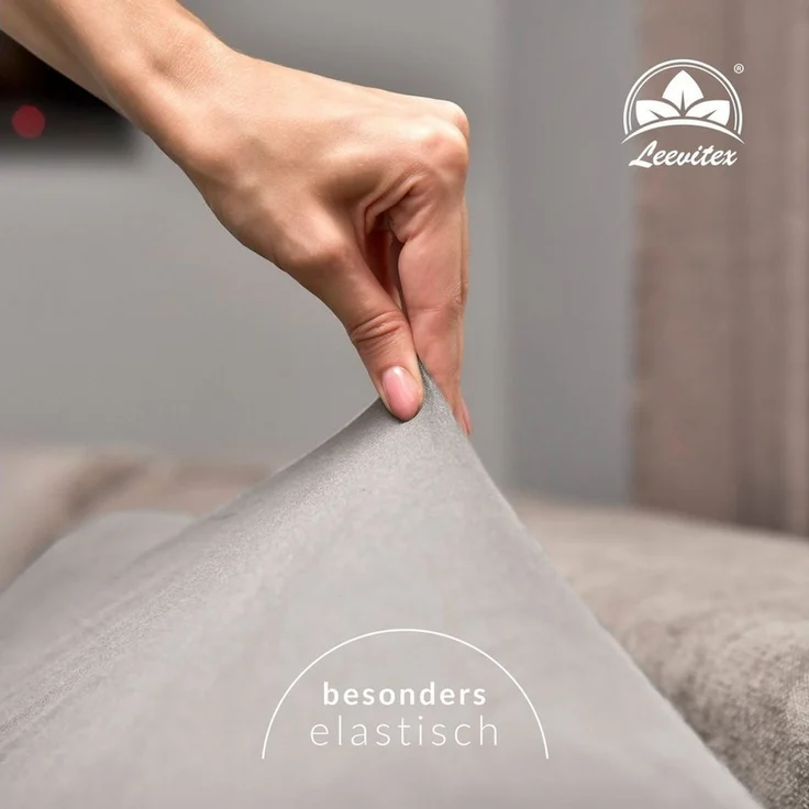 leevitex® Spannbettlaken für Boxspringbetten & Wasserbetten - Spannbetttuch 170 g/m², Gummizug: rundum, 100% Mako-Baumwolle, sehr robust, 180x200 – 200x220 cm + 40 cm Steg – Bild 2
