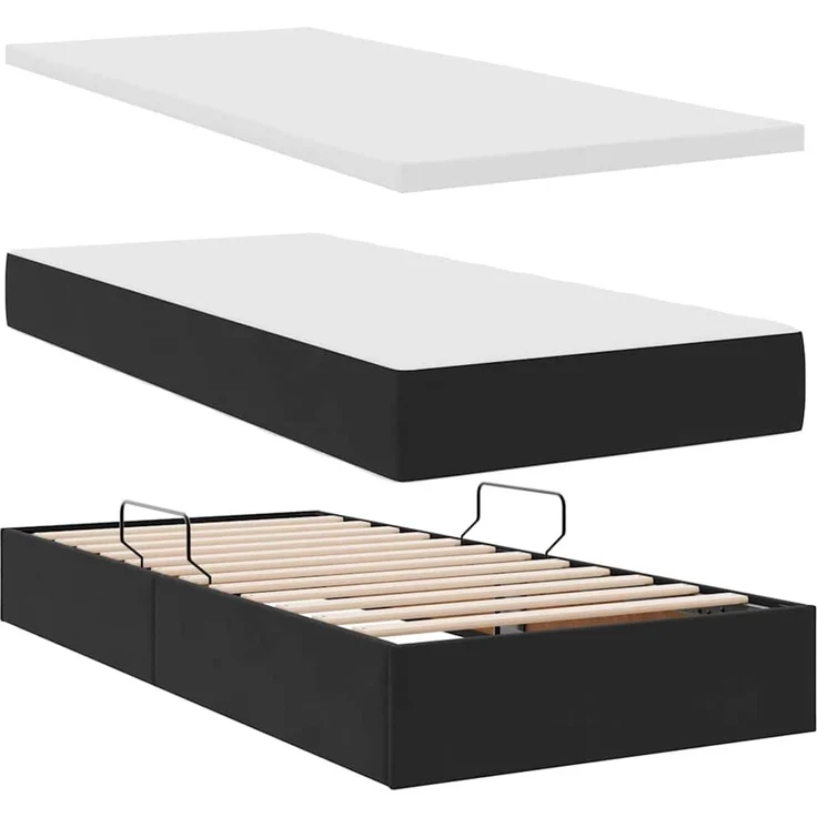 vidaXL LED-Speicherbett mit Matratze Schwarz 100 x 200 cm Samt 3372767 – Bild 9