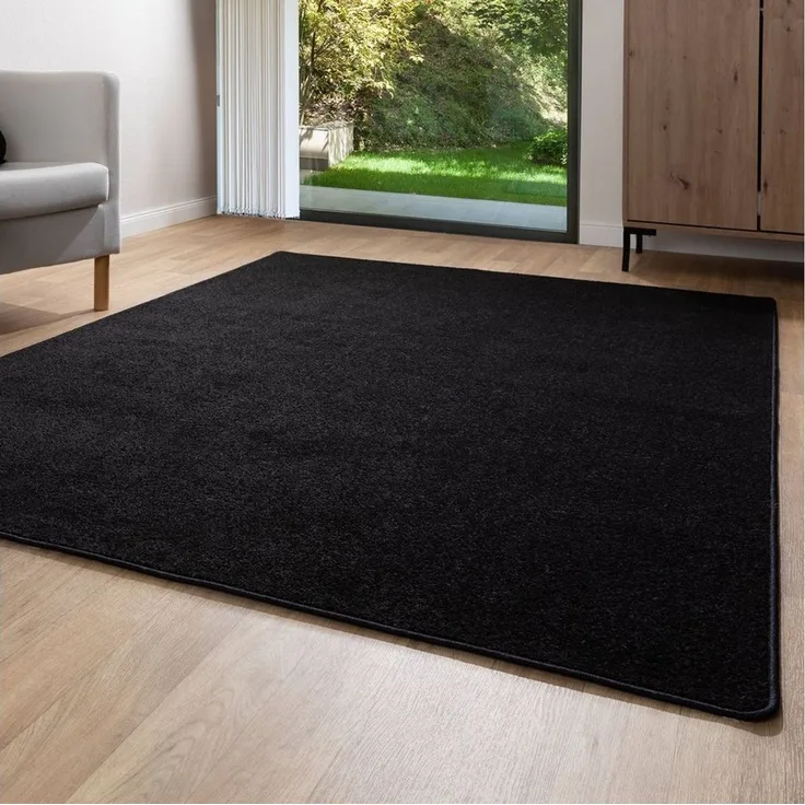 Kurzflor Teppich Ibiza, Farbe: Schwarz, Größe: 120x180 cm