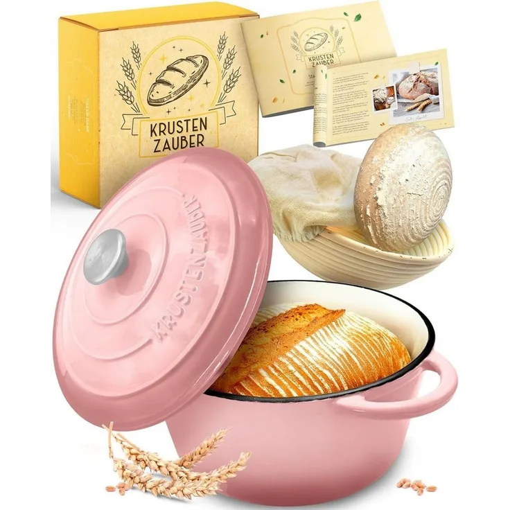 Krustenzauber Brotbackform Brotbackform Gusseisen Topf Brot Backen [inkl. Gärkorb]